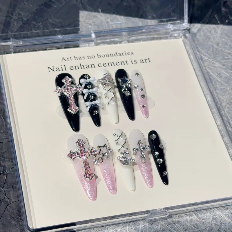 New 10PCS Pink Handmade Press-on Nails Bow Cross Y2K Wearing Armor Hot Girl Nail Patch Press On Nails For Nail Art INS
New 10PCS Pink Handmade Press-on Nails Bow Cross Y2K Wearing Armor Hot Girl Nail Patch Press On Nails For Nail Art INS