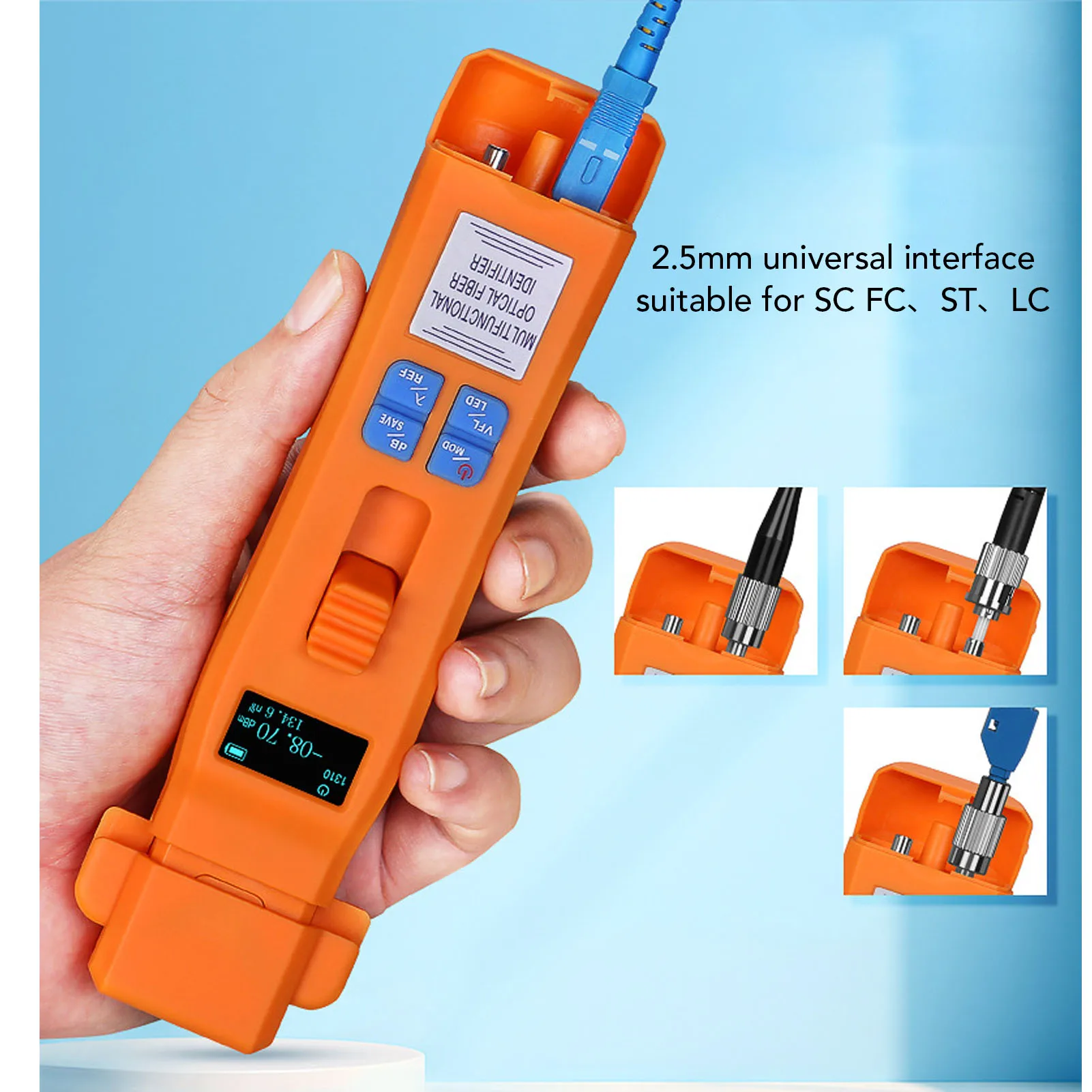 Optical Fiber Identifier 800 to 1700nm Built in VFL 10 to 30km -70 to +10dbm Fiber Optic Traffic Identifier with LED Light
Optical Fiber Identifier 800 to 1700nm Built in VFL 10 to 30km -70 to +10dbm Fiber Optic Traffic Identifier with LED Light