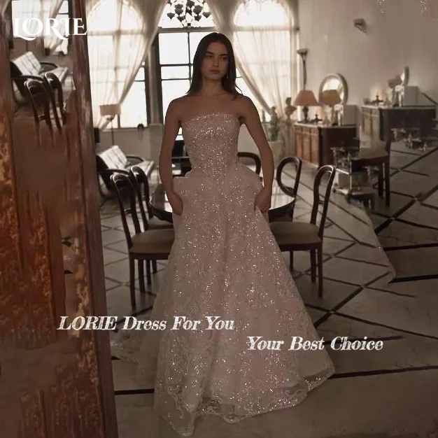 LORIE Empire Glitter Wedding Dresses 3D Flower Strapless Princess Sweetheart Bridal Gown Backless Boho Bride Dress Customized
LORIE Empire Glitter Wedding Dresses 3D Flower Strapless Princess Sweetheart Bridal Gown Backless Boho Bride Dress Customized