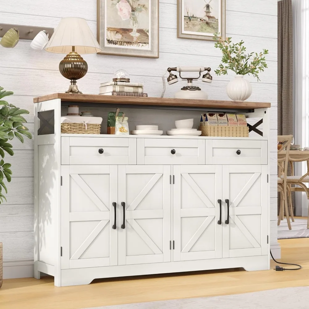 Farmhouse Sideboard Buffet Cabinet,with Drawers and Open Shelf, 47.2'' Wood Coffee Bar Barn Doors Storage Cabinet
Farmhouse Sideboard Buffet Cabinet,with Drawers and Open Shelf, 47.2'' Wood Coffee Bar Barn Doors Storage Cabinet