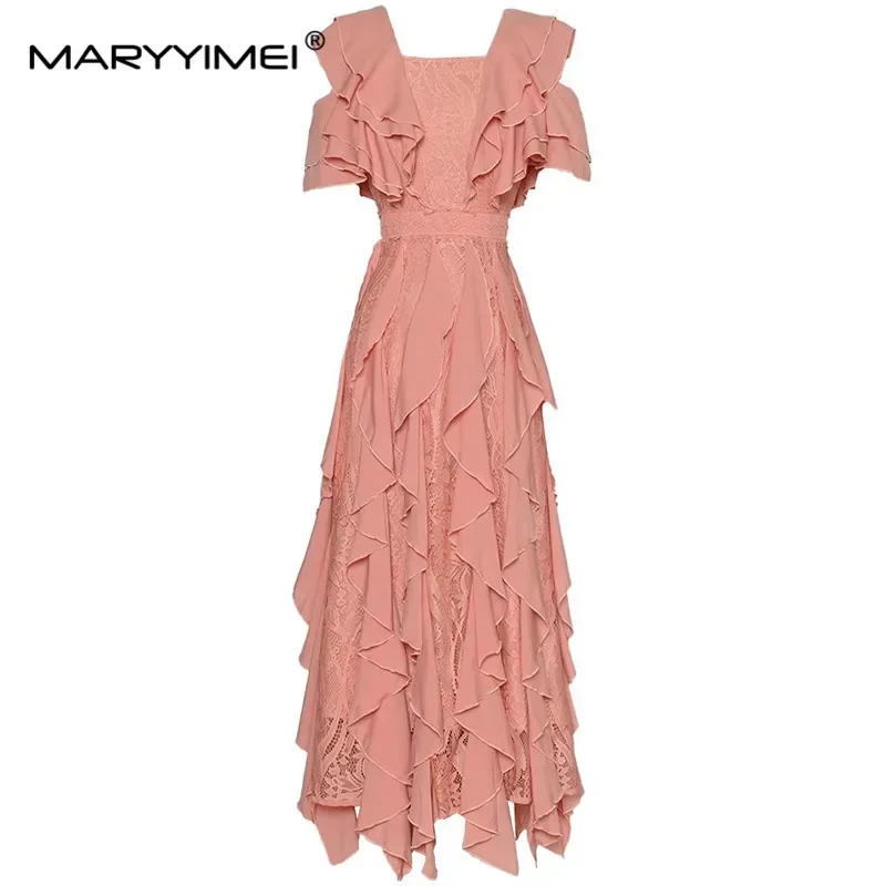 MARYYIMEI Fashion Women's New Square-Neck Short-Sleeved Shaggy Lace Patchwork Elegant Chic Flounced Edge Long Gown Maxi Dress
MARYYIMEI Fashion Women's New Square-Neck Short-Sleeved Shaggy Lace Patchwork Elegant Chic Flounced Edge Long Gown Maxi Dress