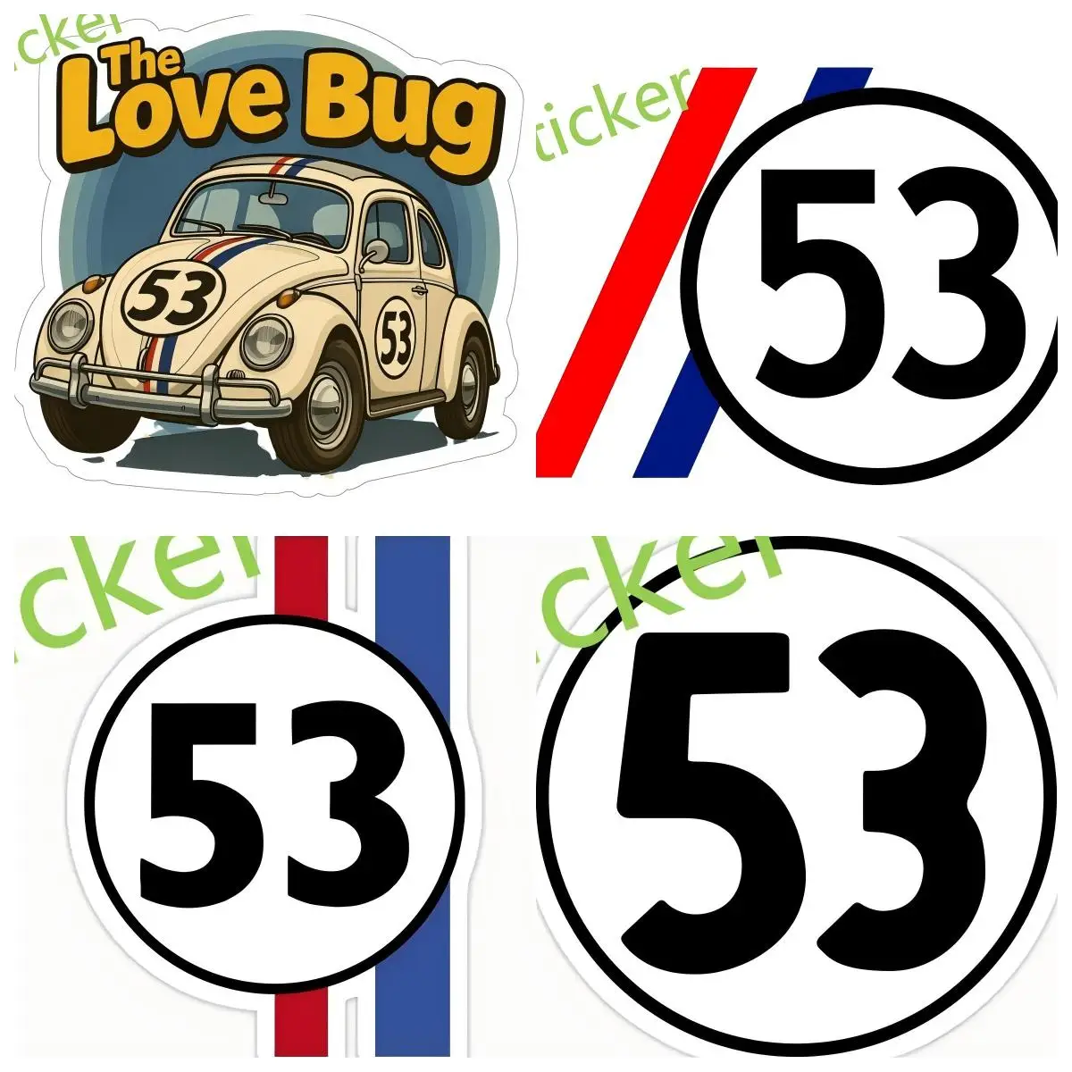 Herbie The Love Bug 53 logo Colorful Car Stickers Walls Doors and Windows Yacht RV SUV Waterproof Decals 
Herbie The Love Bug 53 logo Colorful Car Stickers Walls Doors and Windows Yacht RV SUV Waterproof Decals