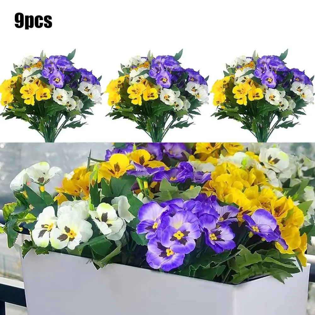 9 Piece Faux Pansy Artificial Flower Arrangement Set Made of Plastic with UV Protection for Long Lasting Outdoor Use
9 Piece Faux Pansy Artificial Flower Arrangement Set Made of Plastic with UV Protection for Long Lasting Outdoor Use