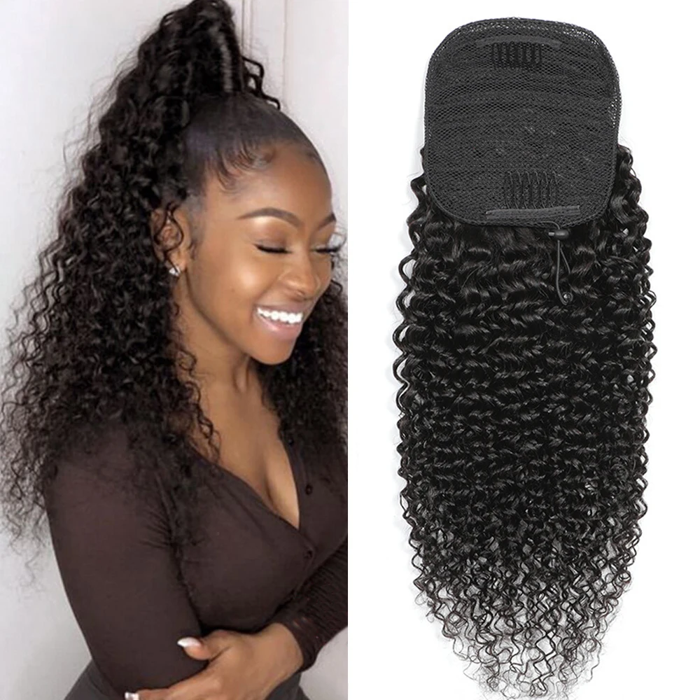 Drawstring Curly Ponytail Human Hair Brazilian Remy Hair Clip in Hair Extension Long Corn Wavy Wrap Around Ponytail Black
Drawstring Curly Ponytail Human Hair Brazilian Remy Hair Clip in Hair Extension Long Corn Wavy Wrap Around Ponytail Black