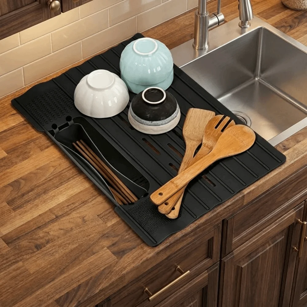 Silicone Kitchen Storage Rack Heat resistant Folding Dish Drying Rack Space Saving with Pocket Sink Drainer Mat Bathroom
Silicone Kitchen Storage Rack Heat resistant Folding Dish Drying Rack Space Saving with Pocket Sink Drainer Mat Bathroom