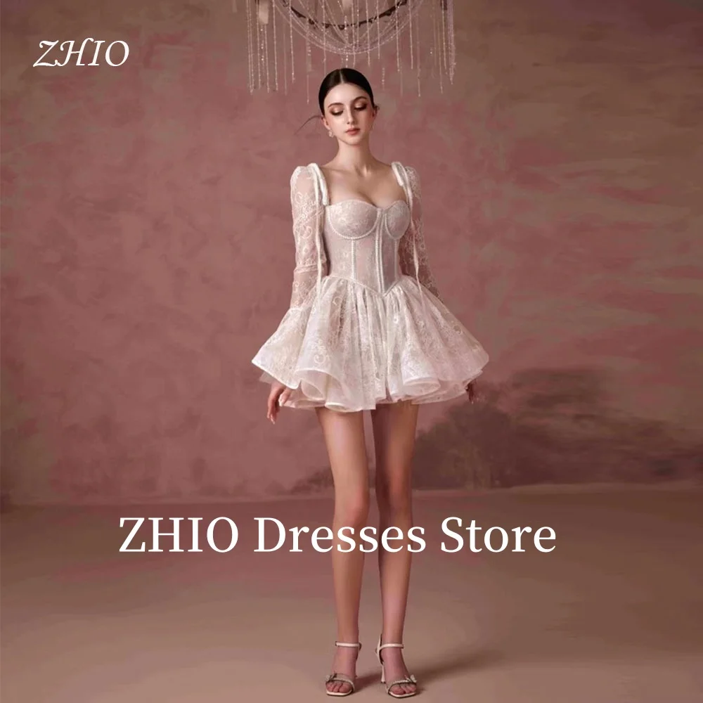 ZHIO Luxury Lace Wedding Party Dress A-Line Short Ball Gown Full Sleeves Corset Evening Prom Dresses Customized Elegant
ZHIO Luxury Lace Wedding Party Dress A-Line Short Ball Gown Full Sleeves Corset Evening Prom Dresses Customized Elegant