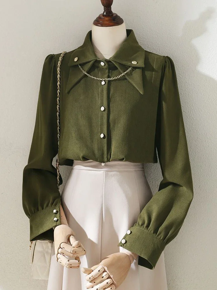 Zoki Vintage Corduroy Chain Shirts Women Casual Long Sleeve Elegant Blouse Korean Loose Design Female Solid New Spring Fall Tops
Zoki Vintage Corduroy Chain Shirts Women Casual Long Sleeve Elegant Blouse Korean Loose Design Female Solid New Spring Fall Tops