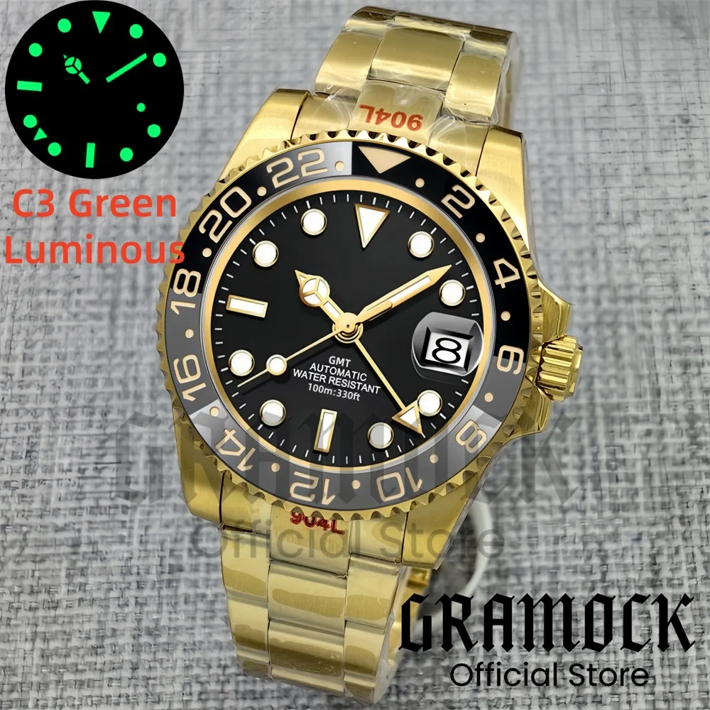 Gramock 40 мм Роскошные золотые часы для дайвинга GMT NH34A Механические часы для мужчин Сапфировое стекло Керамический безель Водонепроницаемые Reloj Hombre
Gramock 40 мм Роскошные золотые часы для дайвинга GMT NH34A Механические часы для мужчин Сапфировое стекло Керамический безель Водонепроницаемые Reloj Hombre