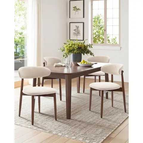 Dining Room Chairs Set of 4, Upholstered Farmhouse Dining Chairs, Modern Fabric Kitchen Chairs with Solid Wood Leg,Beige