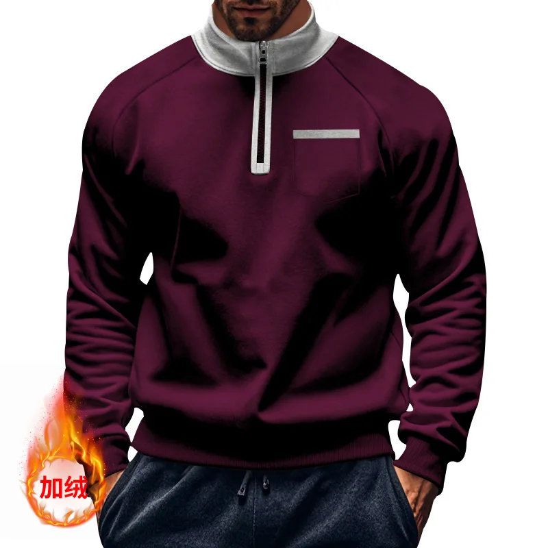 Sweater Men Autumn and Winter Stand-up Collar Half Zipper Color Matching Pocket Velvet Loose Mens Sweater Top
Sweater Men Autumn and Winter Stand-up Collar Half Zipper Color Matching Pocket Velvet Loose Mens Sweater Top
