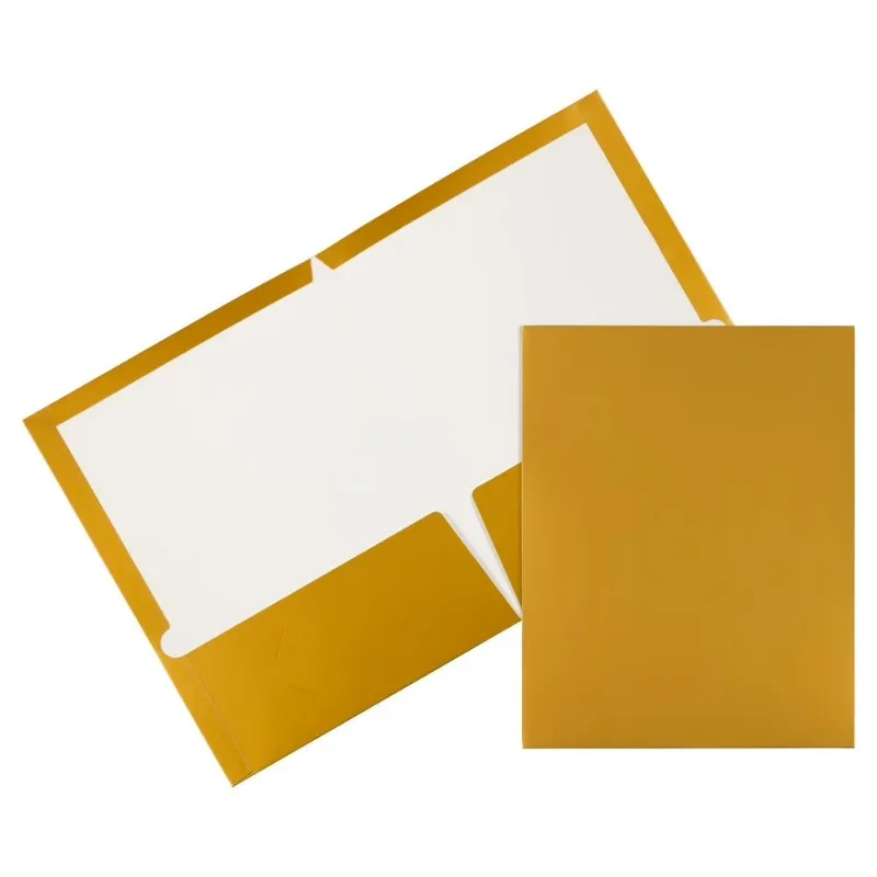 Laminated Two Pocket Glossy Folders, Gold, 3/Pack
Laminated Two Pocket Glossy Folders, Gold, 3/Pack