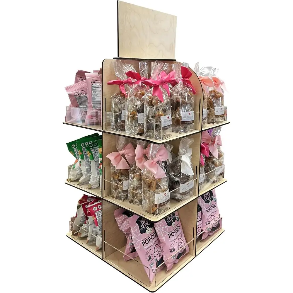 Универсальная 4-сторонняя вращающаяся витрина для конфет, закусок, джемов, продуктов и многого другого - идеально подходит для поделок, фермерских рынков и
Универсальная 4-сторонняя вращающаяся витрина для конфет, закусок, джемов, продуктов и многого другого - идеально подходит для поделок, фермерских рынков и