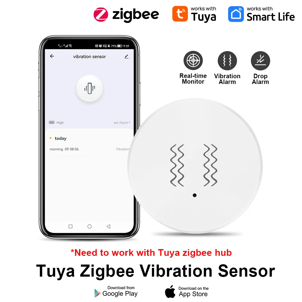 Tuya Zigbee Dynamic and Static Sensor Alarm with Tilt and Vibration Detection for Smart Life