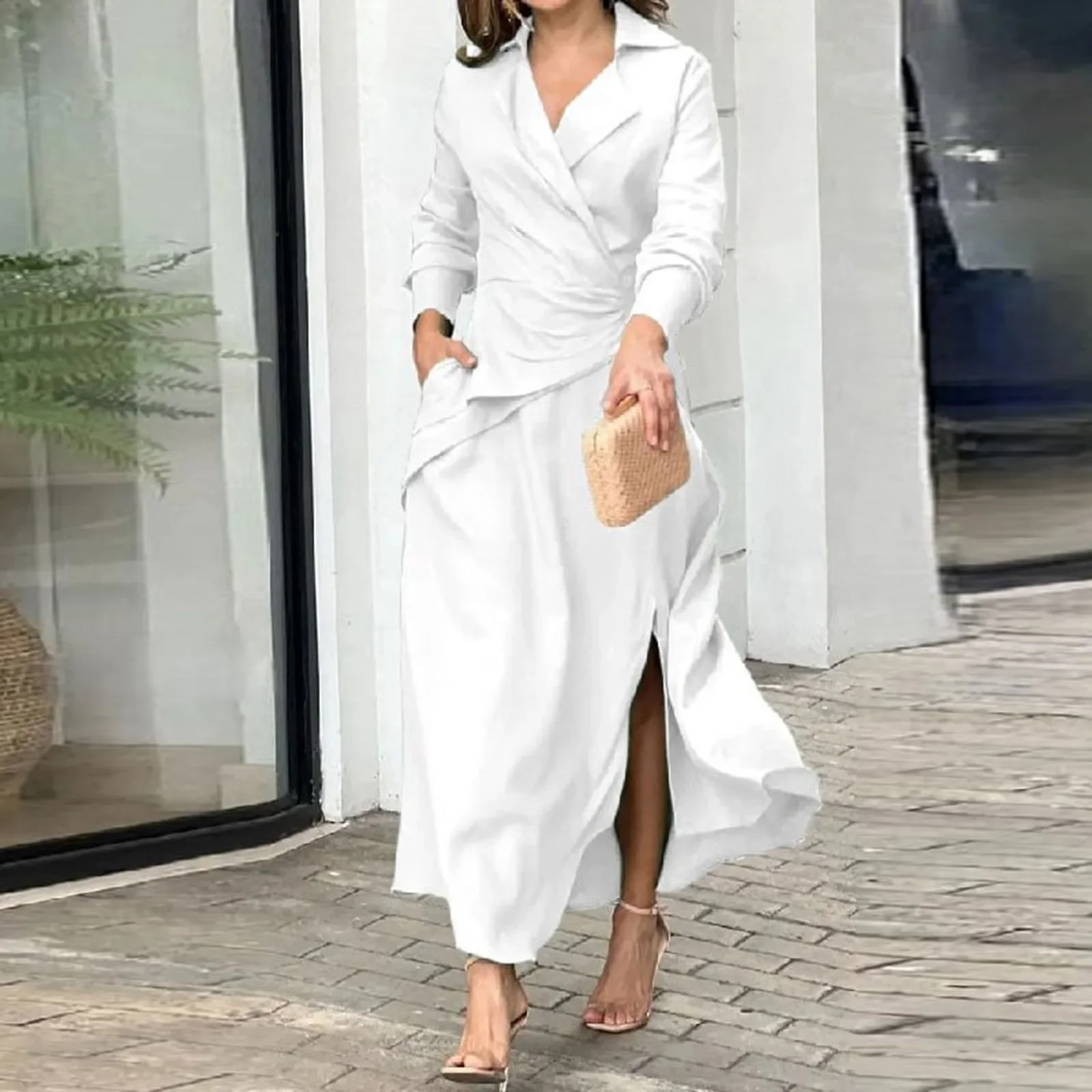 Elegant Shirt Dress 2024 Women Summer Dress Office Sundress Casual Solid Color Maxi Dress Long Sleeve Lapel Neck Vestidos Robe
Elegant Shirt Dress 2024 Women Summer Dress Office Sundress Casual Solid Color Maxi Dress Long Sleeve Lapel Neck Vestidos Robe