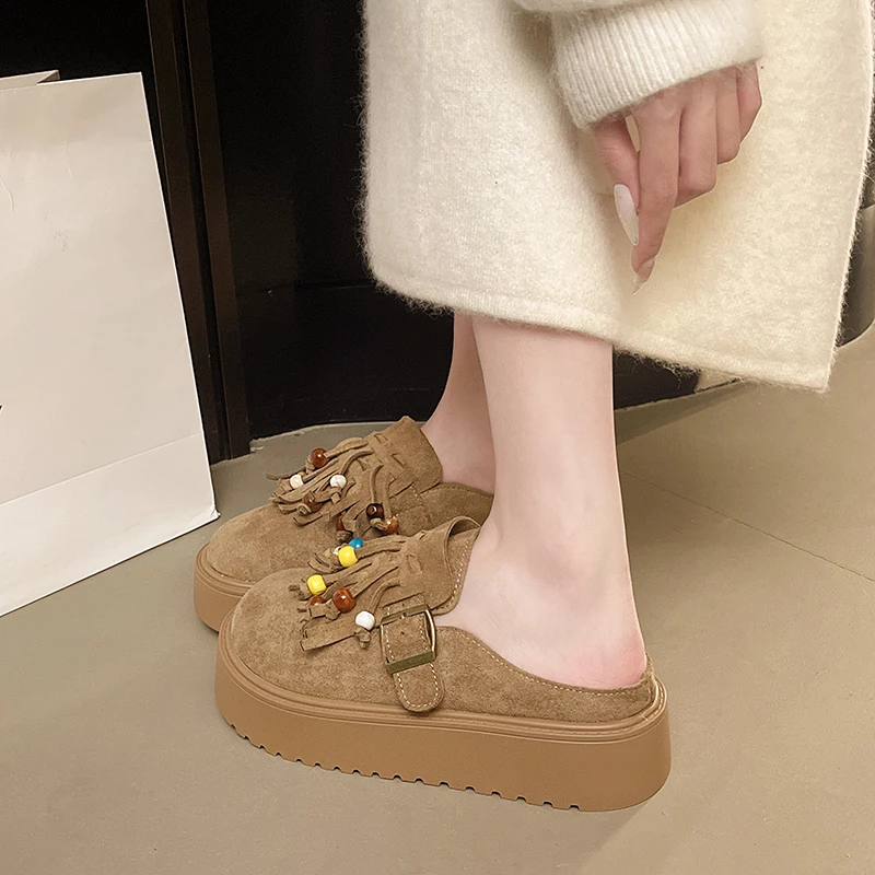 Thick-soled Women's Slippers Autumn Winter Fashion Popular Comfortable and Elegant Slippers Korean-style Beaded Toe-toe Slippers
Thick-soled Women's Slippers Autumn Winter Fashion Popular Comfortable and Elegant Slippers Korean-style Beaded Toe-toe Slippers