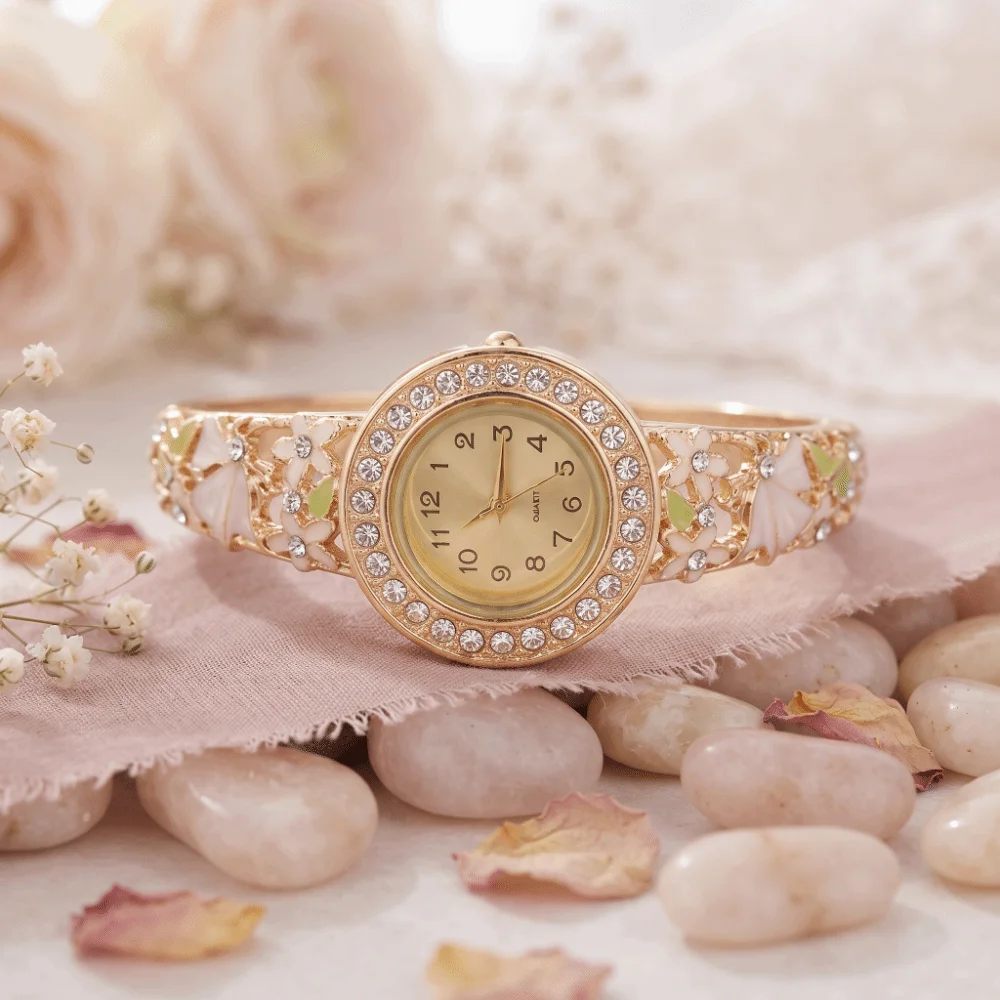 Luxury Hollow Quartz Watch Butterfly Flower Round Dial Bangle Watch Enamel Rhinestone Bracelet Watch Valentine's Day
Luxury Hollow Quartz Watch Butterfly Flower Round Dial Bangle Watch Enamel Rhinestone Bracelet Watch Valentine's Day