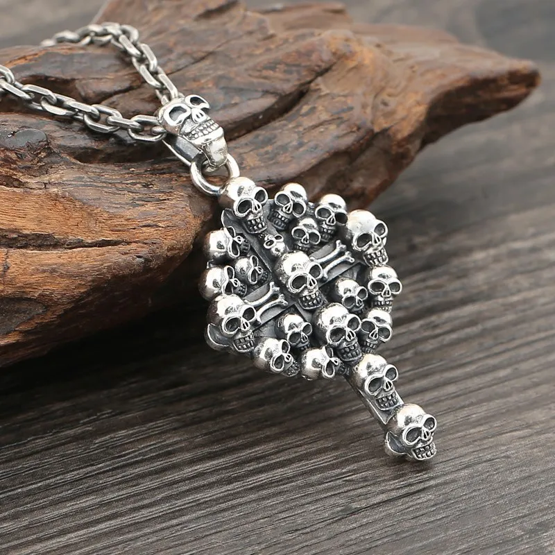 S925 Sterling Silver Thai Silver Vintage Creative Pendant Fashion Punk Style Personalized Cross Skull Head Men's Pendant
S925 Sterling Silver Thai Silver Vintage Creative Pendant Fashion Punk Style Personalized Cross Skull Head Men's Pendant