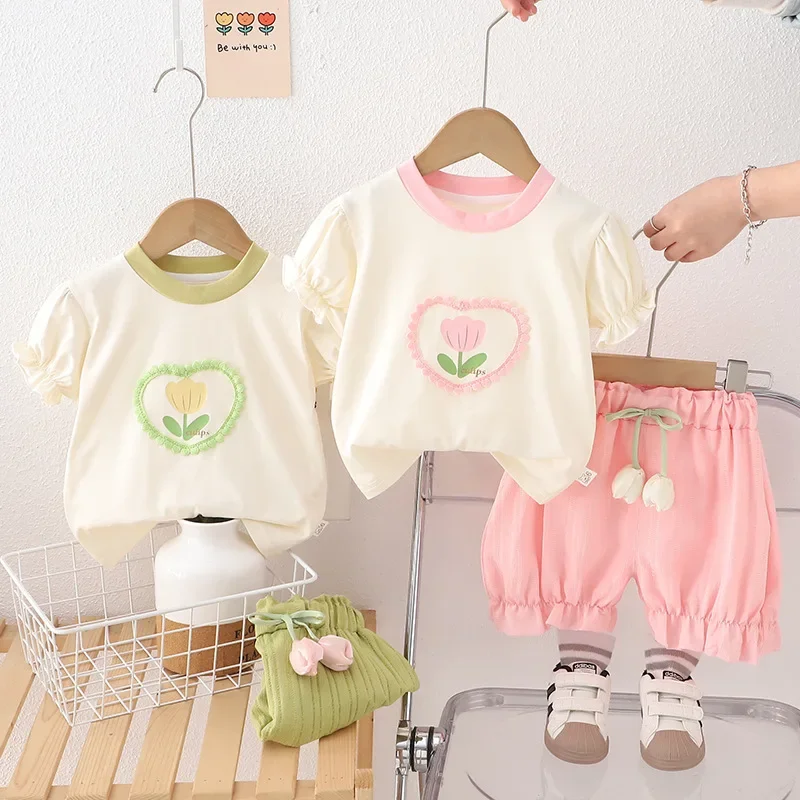New Summer Fashion Baby Clothes Suit Children Girls Short Sleeved T-Shirt Shorts 2Pcs/Set Infant Casual Clothing Kids Tracksuits
New Summer Fashion Baby Clothes Suit Children Girls Short Sleeved T-Shirt Shorts 2Pcs/Set Infant Casual Clothing Kids Tracksuits