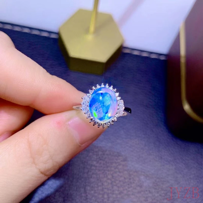 Natural opal woman rings change fire color mysterious 925 silver adjustable size 8*10MM
Natural opal woman rings change fire color mysterious 925 silver adjustable size 8*10MM