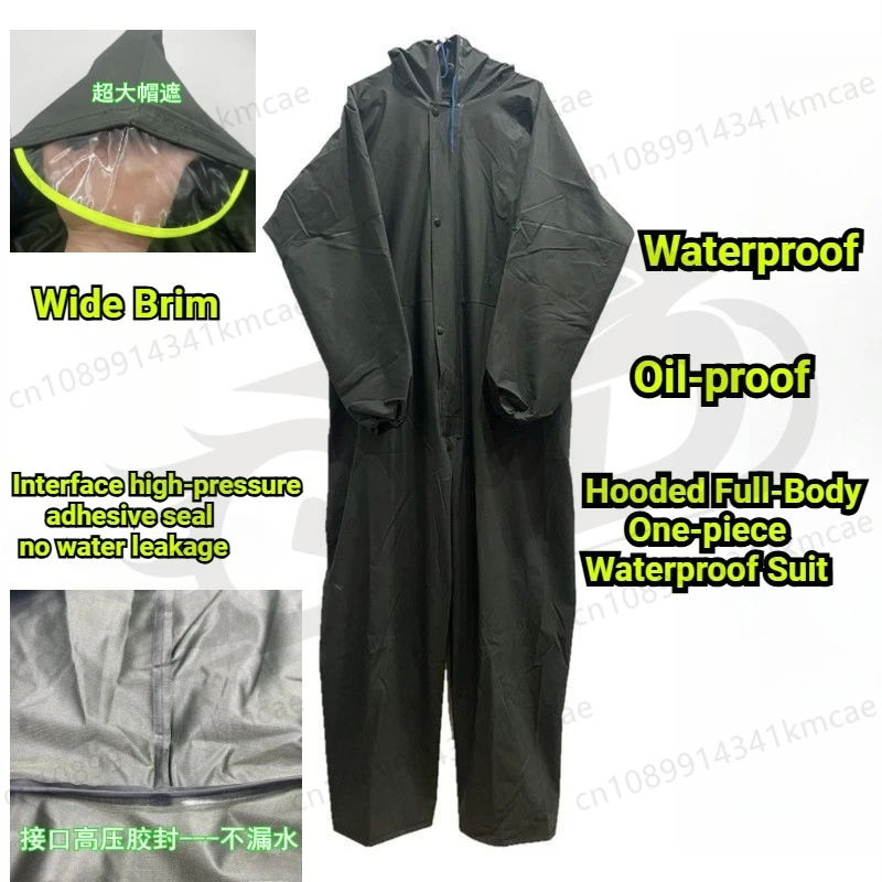 Full Body One Piece Raincoat Hooded PVC Waterproof Long Overall Rain Suit for Farming Construction Motorcycle Cycling
Full Body One Piece Raincoat Hooded PVC Waterproof Long Overall Rain Suit for Farming Construction Motorcycle Cycling