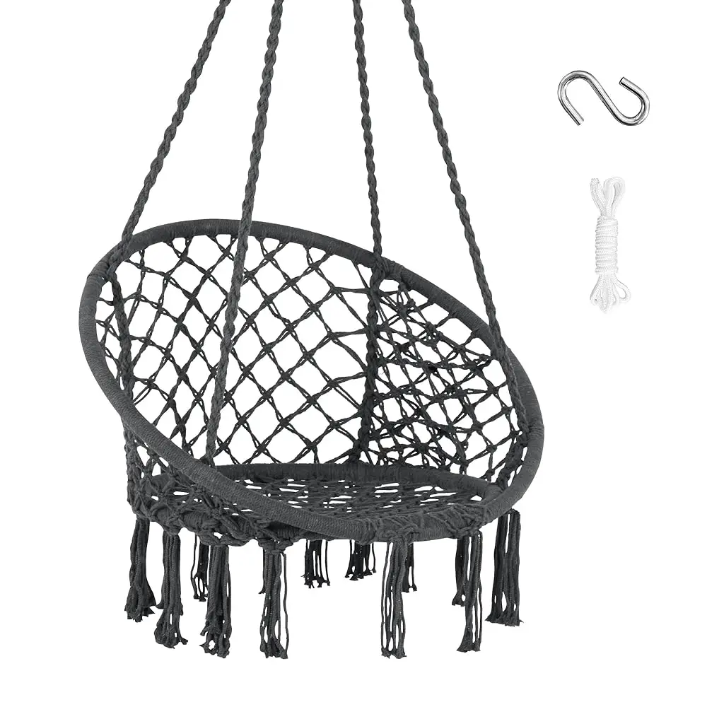 Hammo Chair Hanging Rame Swing With Hardware Kits, Max 330 Lbs, Handmade Knitted Mesh Rope Swing Chair For Indoor, Outdoor,
Hammo Chair Hanging Rame Swing With Hardware Kits, Max 330 Lbs, Handmade Knitted Mesh Rope Swing Chair For Indoor, Outdoor,