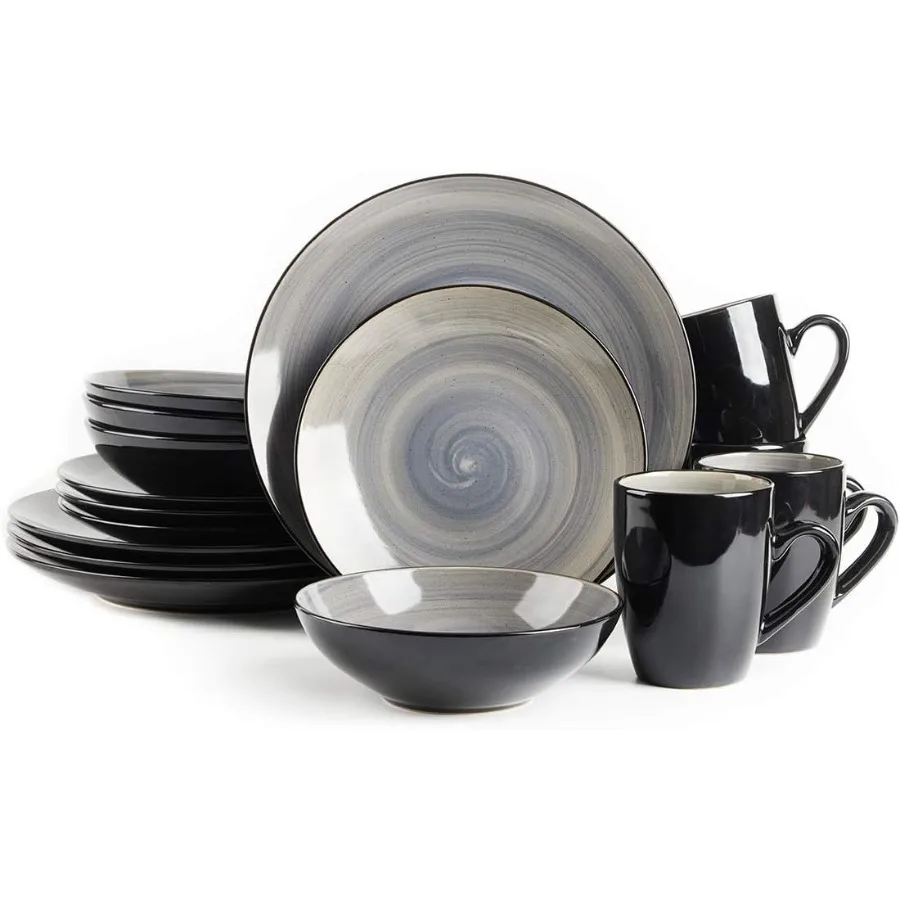 Набор столовой посуды Stoneware Sonoma, 16 предметов, черный + крапчатый, серый
Набор столовой посуды Stoneware Sonoma, 16 предметов, черный + крапчатый, серый