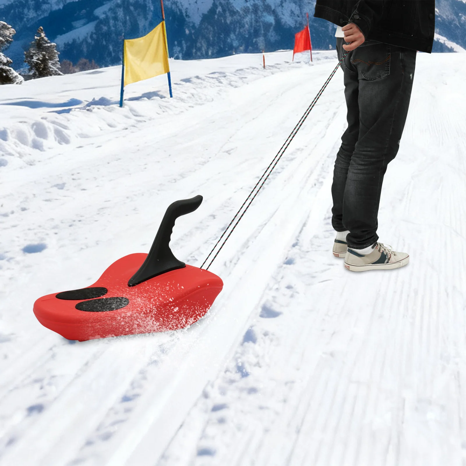 Red Sledding Snowboard With Pull Rope, Premium PE Blow Molding Material, Sturdy Corrosion-Resistant Long-Lasting Use
Red Sledding Snowboard With Pull Rope, Premium PE Blow Molding Material, Sturdy Corrosion-Resistant Long-Lasting Use