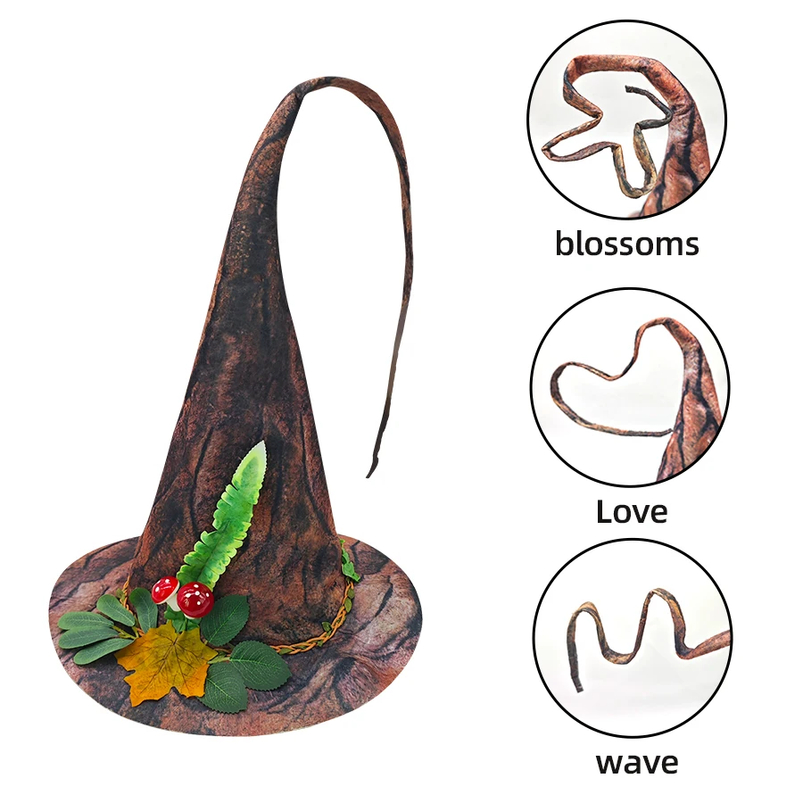 Witch Hat Halloween Tree bark Mushroom leaf hat Witch Hat Costume Accessory Masquerade Cosplay Costume Head Decoration
Witch Hat Halloween Tree bark Mushroom leaf hat Witch Hat Costume Accessory Masquerade Cosplay Costume Head Decoration