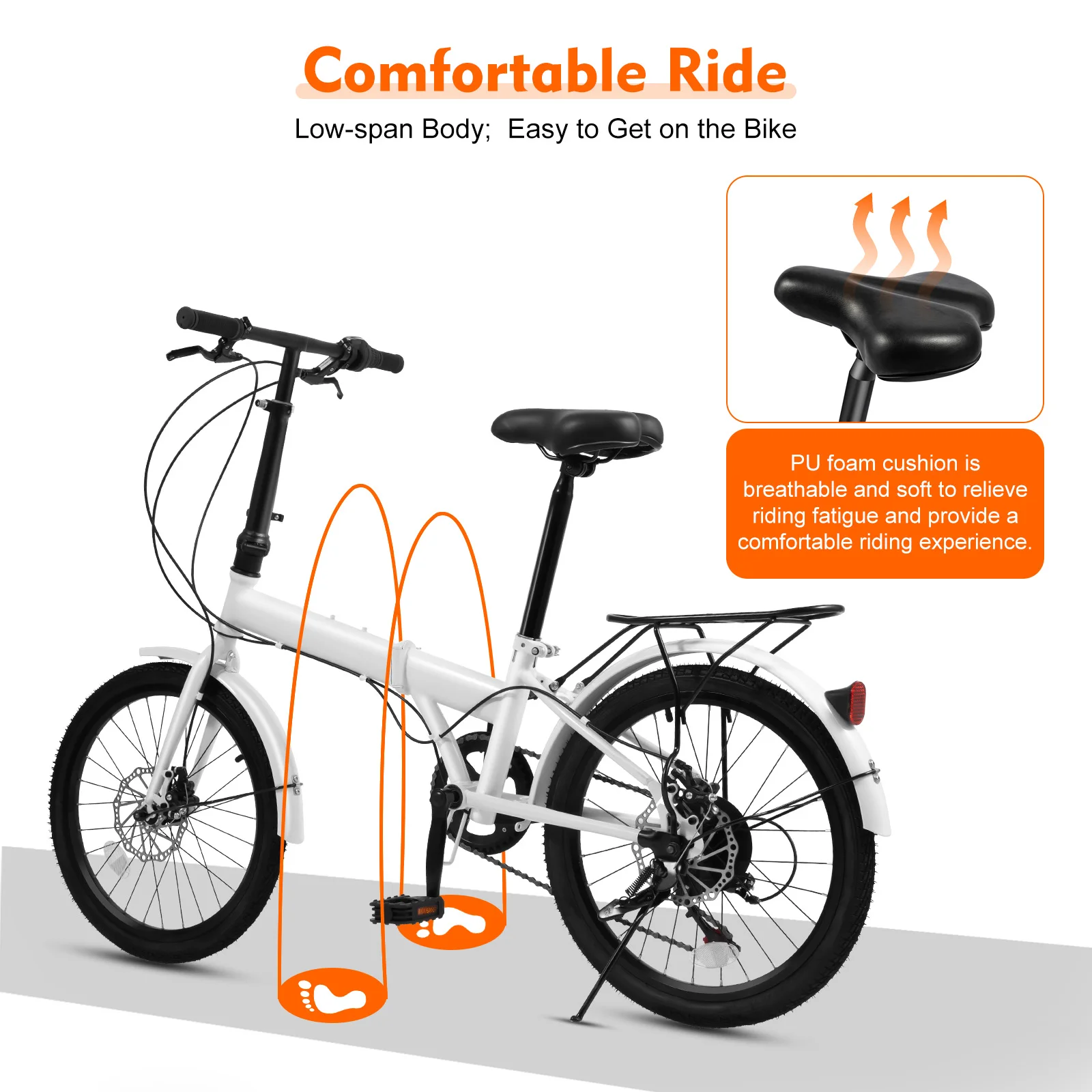 Folding Bike Foldable Bicycle with 7 Speed Gears 20-inch Wheels Easy Folding City Bicycle with Disc Brake, Front and Rear Fender
Folding Bike Foldable Bicycle with 7 Speed Gears 20-inch Wheels Easy Folding City Bicycle with Disc Brake, Front and Rear Fender