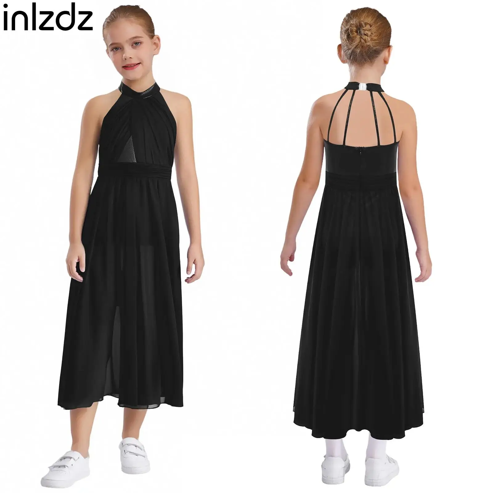 Girls Modern Contemporary Lyrical Dance Costume Sleeveless Metallic Bodice Split Chiffon Dress Kids Party Performance Clothes
Girls Modern Contemporary Lyrical Dance Costume Sleeveless Metallic Bodice Split Chiffon Dress Kids Party Performance Clothes