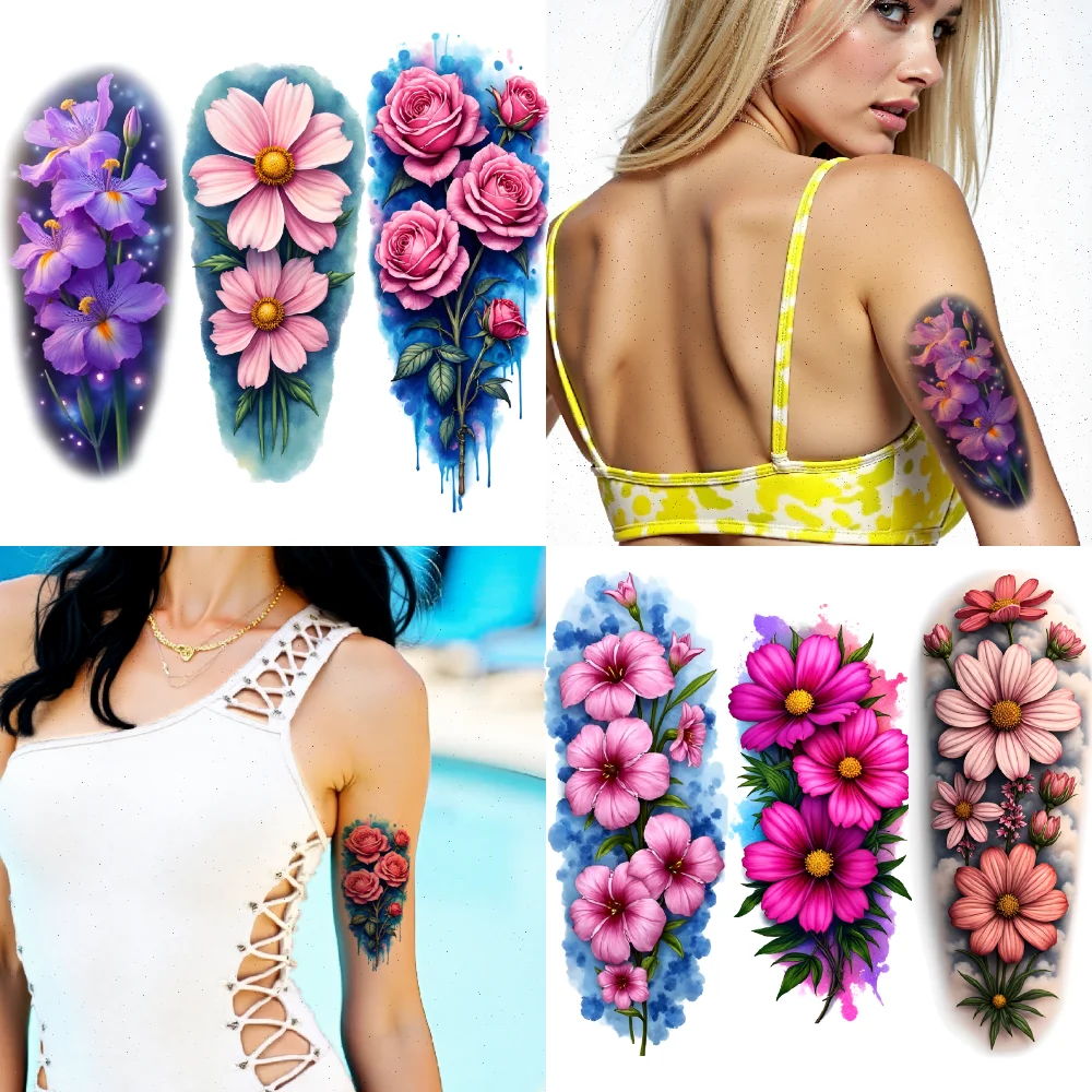 3pcs Temporary Tattoo Flower Tattoos Waterproof Long-lasting Body Stickers Floral Art Realistic Temporary Tattoos For Thighs 
3pcs Temporary Tattoo Flower Tattoos Waterproof Long-lasting Body Stickers Floral Art Realistic Temporary Tattoos For Thighs
