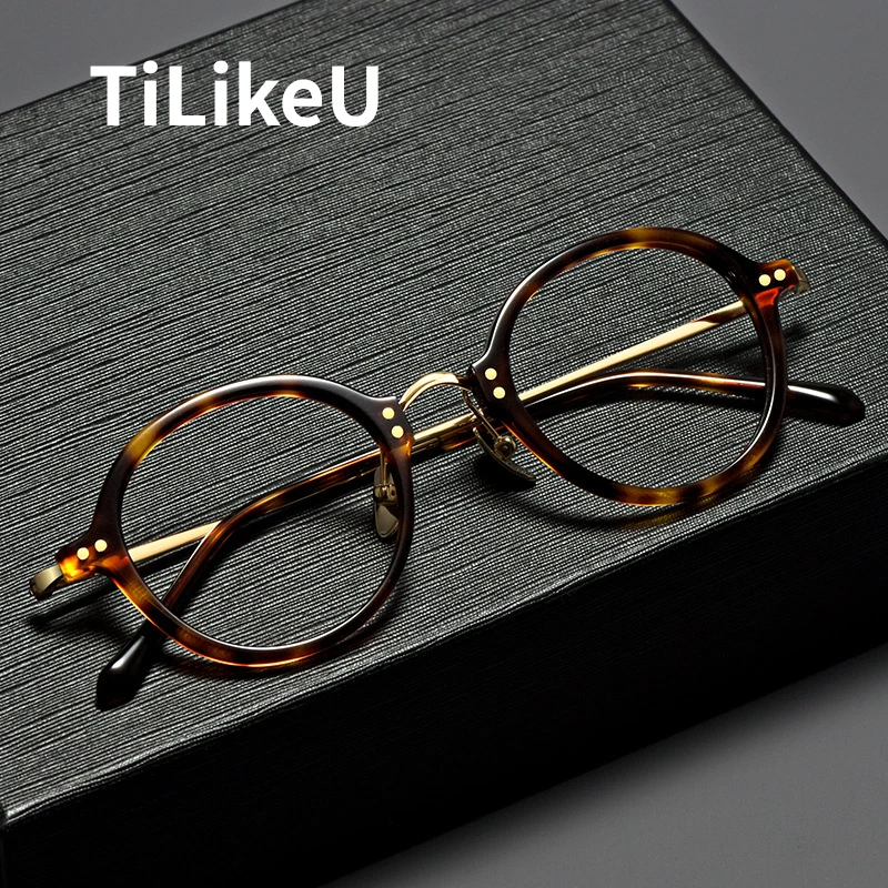 Japanese Handmade Eyeglasses Frames Retro Round Tortoiseshell Acetate Pure Titanium Optical Glasses Men and Women Eyeglass Frame
Japanese Handmade Eyeglasses Frames Retro Round Tortoiseshell Acetate Pure Titanium Optical Glasses Men and Women Eyeglass Frame