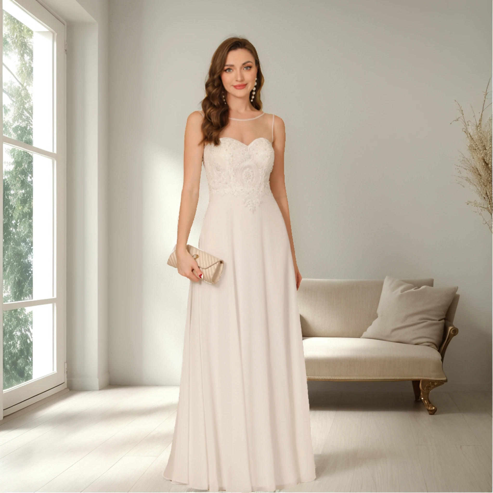 MisShow Elegant Evening Dress Illusion O-Neck Backless Beaded Appliques Prom Dresses Chiffon A-Line Floor-Length Party Gowns
MisShow Elegant Evening Dress Illusion O-Neck Backless Beaded Appliques Prom Dresses Chiffon A-Line Floor-Length Party Gowns