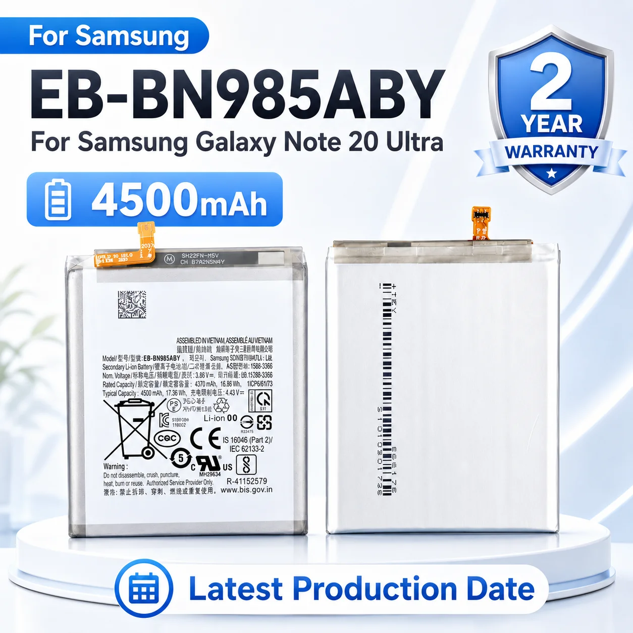 4500mAh High Capacity Mobile Phone Battery Brand New Replacement For Samsung Galaxy Note20 Ultra
4500mAh High Capacity Mobile Phone Battery Brand New Replacement For Samsung Galaxy Note20 Ultra