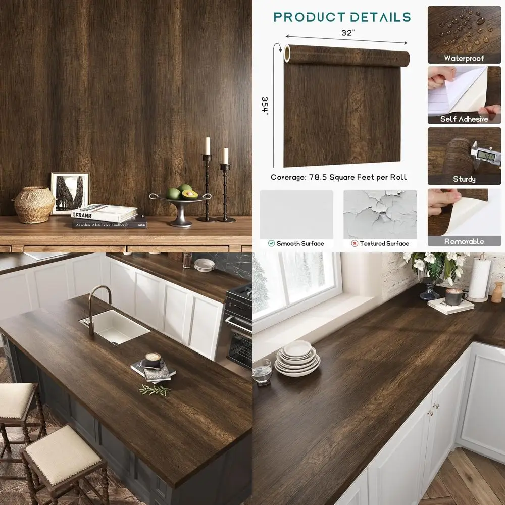 32x354 Self-Adhesive Dark Walnut Woodgrain Contact Paper Waterproof for Countertops, Cabinets & Kitchen
32x354 Self-Adhesive Dark Walnut Woodgrain Contact Paper Waterproof for Countertops, Cabinets & Kitchen