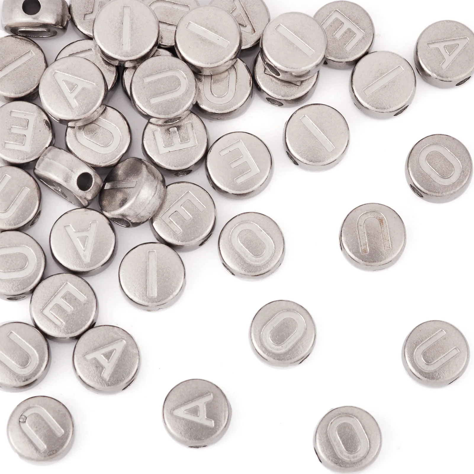 40Pcs Anti-Tarnish 304 Stainless Steel Beads Flat Round with Letter Stainless Steel Color for Making Bracelet Jewelry Supplies
40Pcs Anti-Tarnish 304 Stainless Steel Beads Flat Round with Letter Stainless Steel Color for Making Bracelet Jewelry Supplies