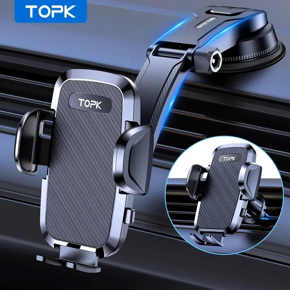 TOPK Car Phone Holder Mount 2-IN-1 Handsfree Stand Phone Holder for Dashboard & Air Vent Compatible with iPhone Samsung Android
TOPK Car Phone Holder Mount 2-IN-1 Handsfree Stand Phone Holder for Dashboard & Air Vent Compatible with iPhone Samsung Android
