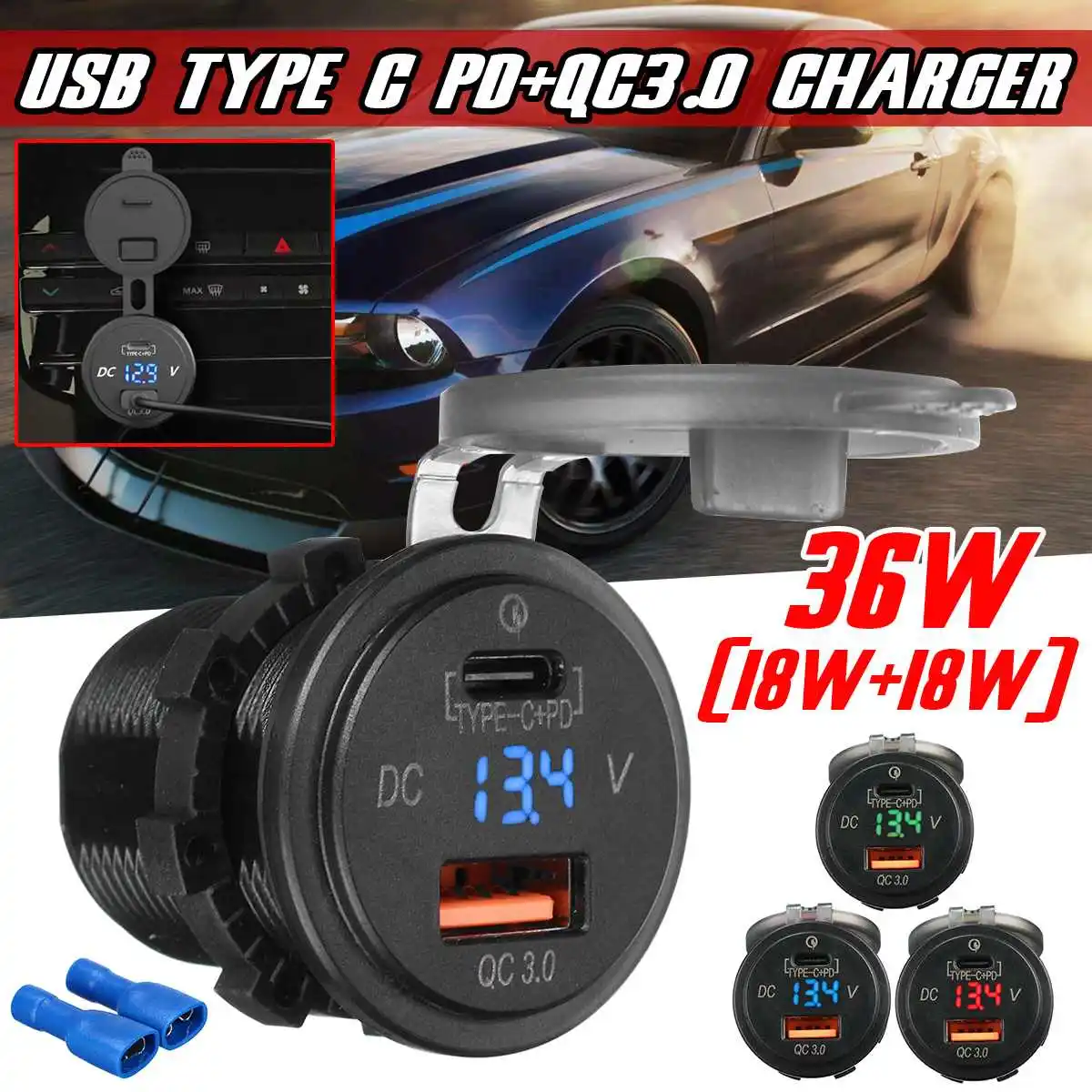 LED Digital Display USB Car Charger Socket Type C PD+QC3.0 Charger 12V/24V For Car RV Caravan Marine Quick Charger Voltmeter
LED Digital Display USB Car Charger Socket Type C PD+QC3.0 Charger 12V/24V For Car RV Caravan Marine Quick Charger Voltmeter
