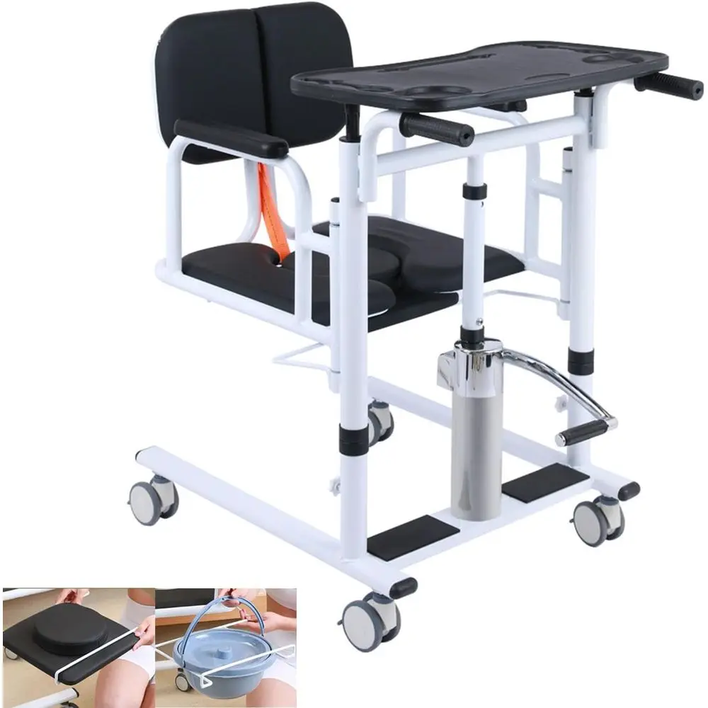 4-in-1 Adjustable Height Transfer Chair for Elderly with Split Seat and Potty, Black Bathroom Wheelchair
4-in-1 Adjustable Height Transfer Chair for Elderly with Split Seat and Potty, Black Bathroom Wheelchair