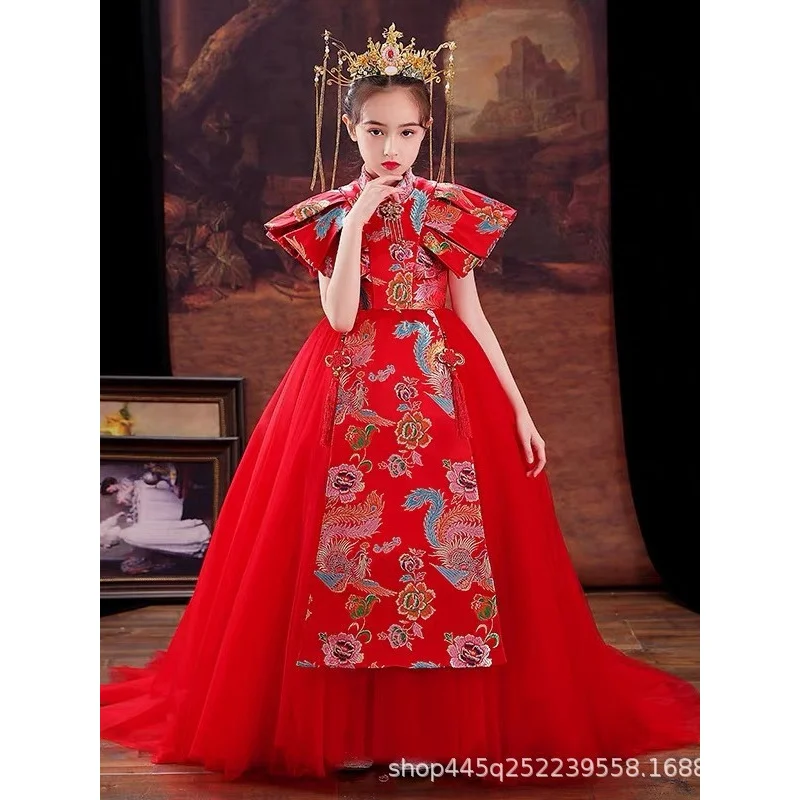 Children's Formal Dress Princess Dress High-end Girls' Fashion Show National Trend Dress Chinese Style Red Tail Small Host Winte
Children's Formal Dress Princess Dress High-end Girls' Fashion Show National Trend Dress Chinese Style Red Tail Small Host Winte
