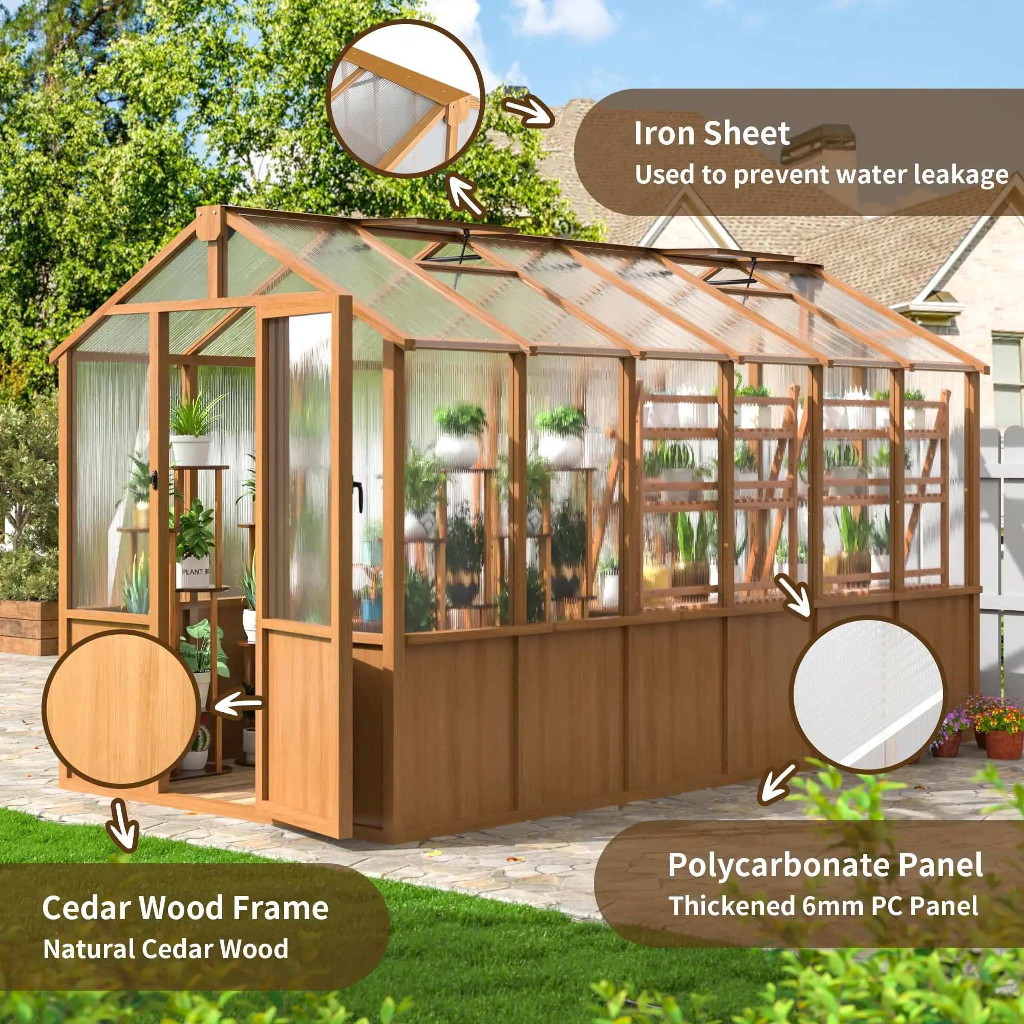 Wooden Winter Garden Greenhouse All Weather 6x8 8x16FT UV Protective Timber House for Patio Plant Protection Elite Style New
Wooden Winter Garden Greenhouse All Weather 6x8 8x16FT UV Protective Timber House for Patio Plant Protection Elite Style New
