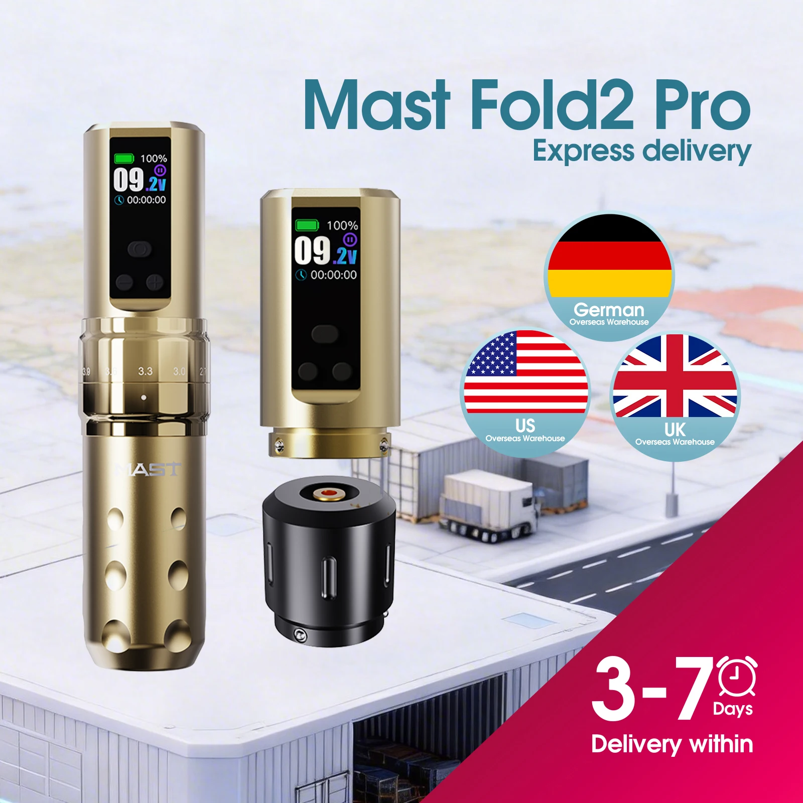 Mast Fold2 Pro Wireless Tattoo Machine Full Kit 7 Strokes Length 2 Batteries 2000mAh Power Supply Extra Battery For Body Art
Mast Fold2 Pro Wireless Tattoo Machine Full Kit 7 Strokes Length 2 Batteries 2000mAh Power Supply Extra Battery For Body Art