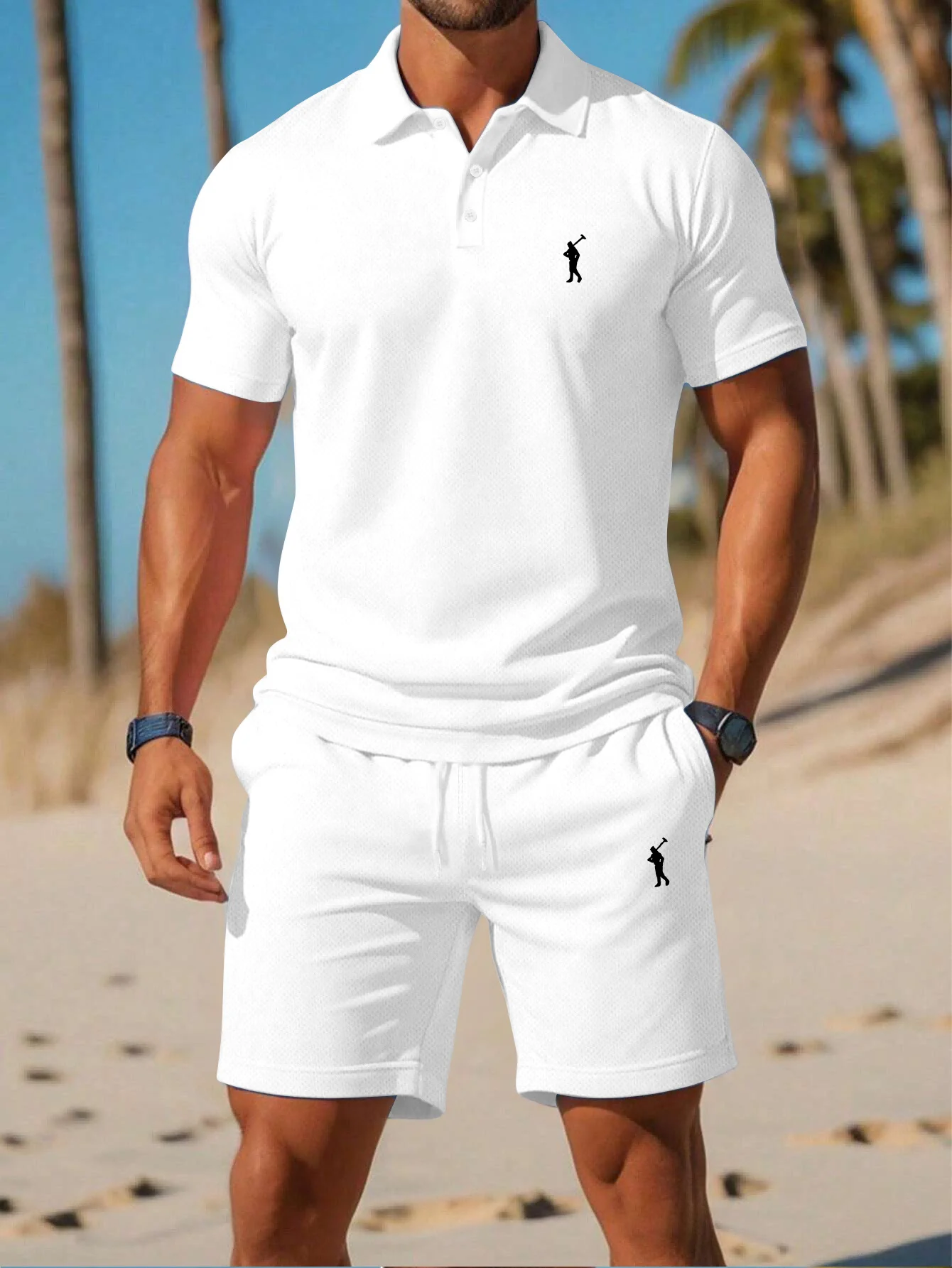 Men 2 Piece Golf Outfit Set Breathable Short Sleeve Polo Shirt Drawstring Elastic Waist Shorts Summer Casual Sport Tracksuit
Men 2 Piece Golf Outfit Set Breathable Short Sleeve Polo Shirt Drawstring Elastic Waist Shorts Summer Casual Sport Tracksuit