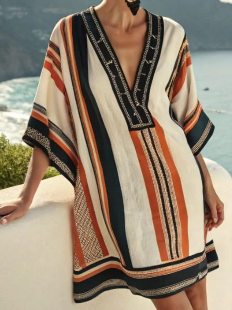 Summer Vestidos Para Mujer Fashion Printed Dress Women's Loose V-neck Short Sleeve Dress Casual Vacation Beach Dresses Outfits
Summer Vestidos Para Mujer Fashion Printed Dress Women's Loose V-neck Short Sleeve Dress Casual Vacation Beach Dresses Outfits