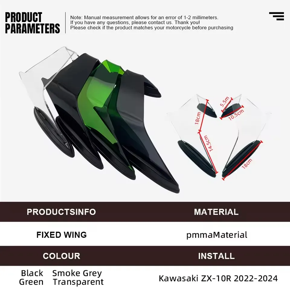 Motorcycle aerodynamics fixed wing GP racing wing side lower force spoiler For Kawasaki ZX-10R ZX-10RR ZX10-R/RR 2021-2024 New
Motorcycle aerodynamics fixed wing GP racing wing side lower force spoiler For Kawasaki ZX-10R ZX-10RR ZX10-R/RR 2021-2024 New