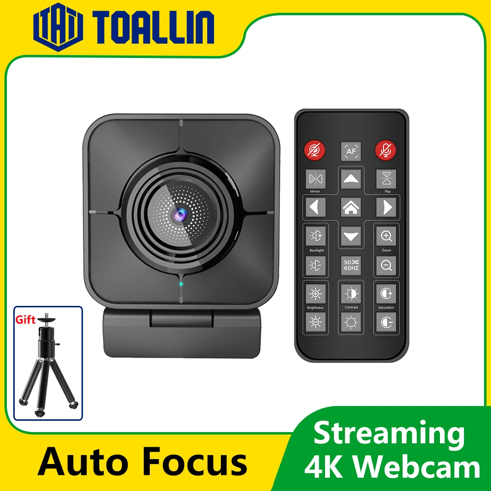 TOALLIN 4K Streaming Camera PC Webcam 1080P, PDAF Auto Focus usb Camera with mics, Remote Control, 5X Digital Zoom for Youtube
TOALLIN 4K Streaming Camera PC Webcam 1080P, PDAF Auto Focus usb Camera with mics, Remote Control, 5X Digital Zoom for Youtube