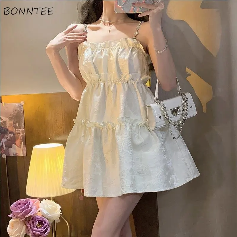 Sleeveless Dress Women A-line Mini Summer Sweet Breathable Students Ruffles Designed Chic Party French Style Princess Vestidos
Sleeveless Dress Women A-line Mini Summer Sweet Breathable Students Ruffles Designed Chic Party French Style Princess Vestidos