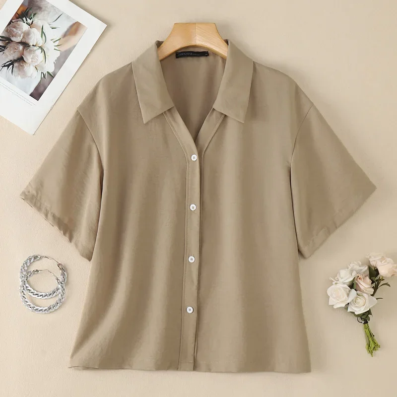 2026 ZANZEA Summer Elegant Short Sleeve Shirt Women Blouse Lapel Neck Buttons Up Tops Stylish Solid OL Work Bouses Holiday Mujer
2026 ZANZEA Summer Elegant Short Sleeve Shirt Women Blouse Lapel Neck Buttons Up Tops Stylish Solid OL Work Bouses Holiday Mujer