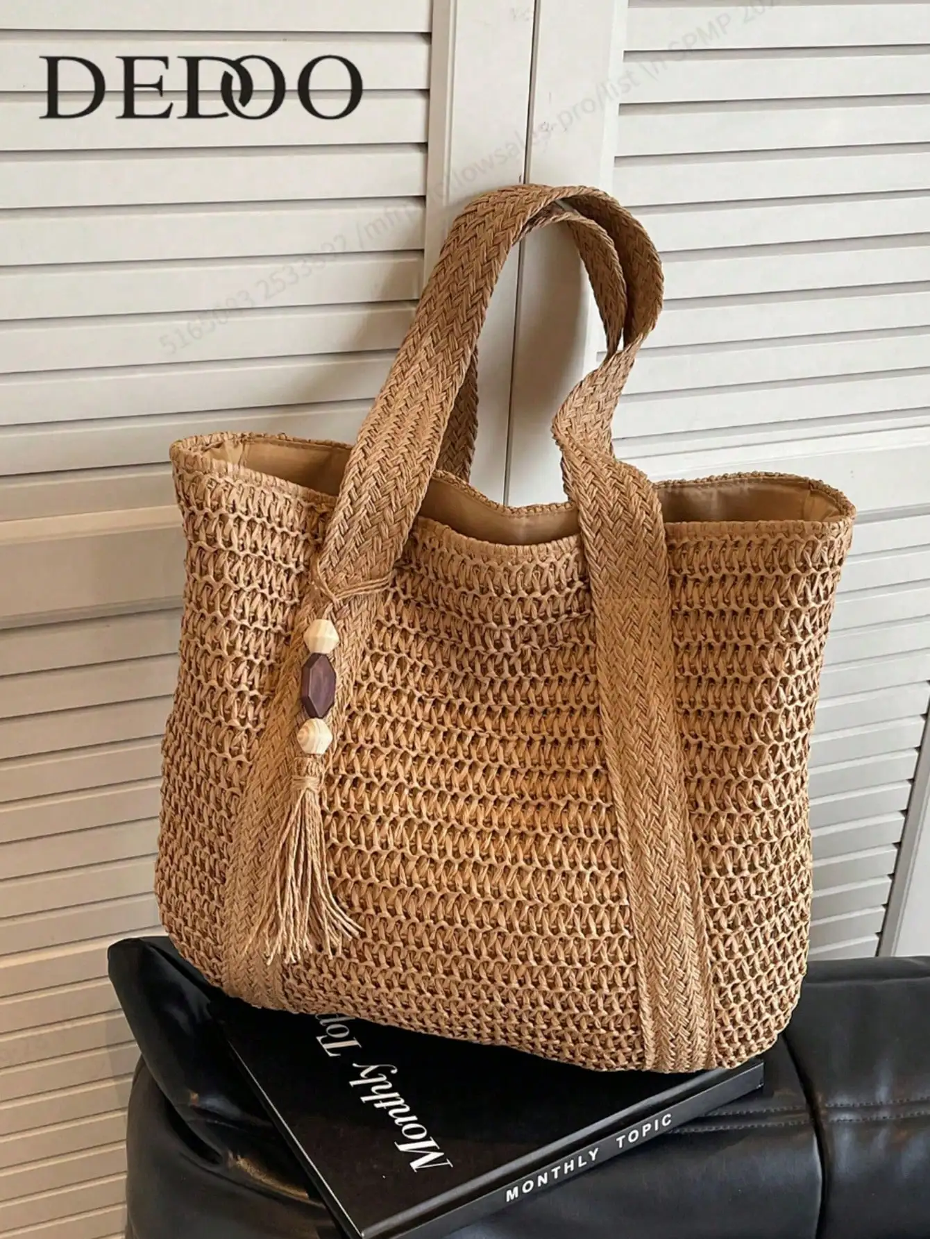 New Fashionable Versatile Tote Bag, Beach Vacation Bag, Lightweight Elegant Design Straw Woven Boho Style Shoulder Bag, Handbag, Large Capacity, Suitable For Women, College Students, Teenagers, With Tassel Pendant, Summer Straw Beach Bag For Women, Vacati
New Fashionable Versatile Tote Bag, Beach Vacation Bag, Lightweight Elegant Design Straw Woven Boho Style Shoulder Bag, Handbag, Large Capacity, Suitable For Women, College Students, Teenagers, With Tassel Pendant, Summer Straw Beach Bag For Women, Vacati