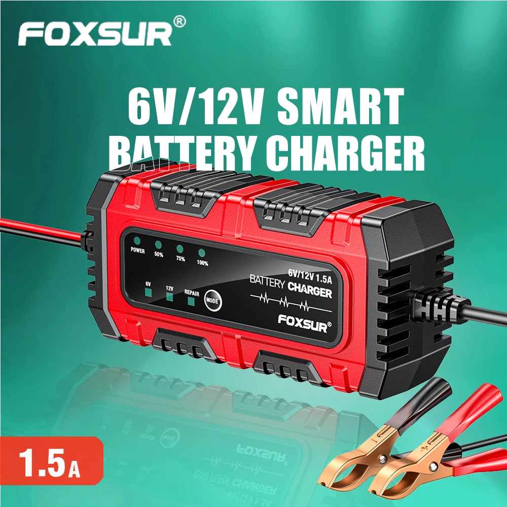 FOXSUR Интеллектуальный импульсный ремонт 6 В/12 В 1,5 А Зарядное устройство для свинцово-кислотных аккумуляторов Автомобильный аккумулятор для мотоцикла Полный интеллектуальный многоремонтный тип
FOXSUR Интеллектуальный импульсный ремонт 6 В/12 В 1,5 А Зарядное устройство для свинцово-кислотных аккумуляторов Автомобильный аккумулятор для мотоцикла Полный интеллектуальный многоремонтный тип